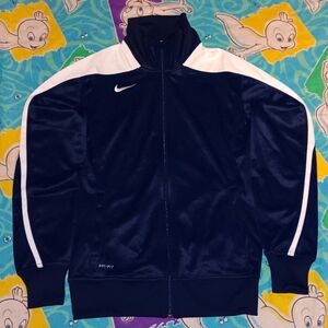 Y2K Nike Dri Fit Navy Blue & White Vintage Track Jacket